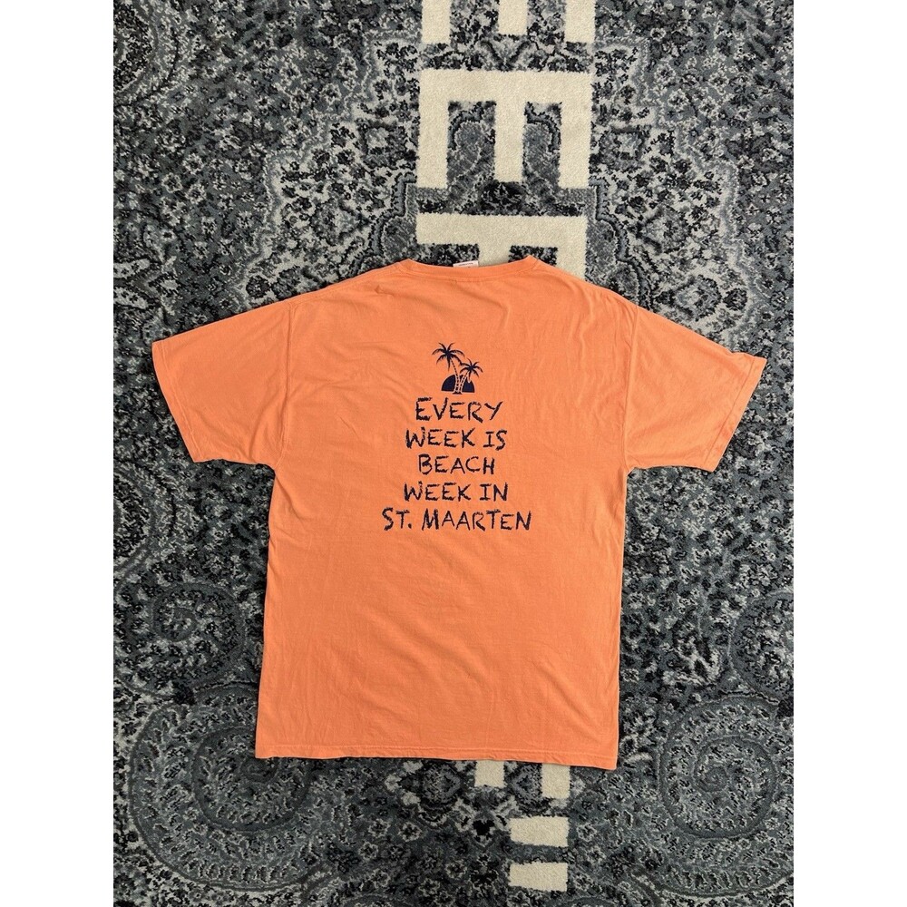 Vintage St Maarten Beach Tshirt Size Large Orange US